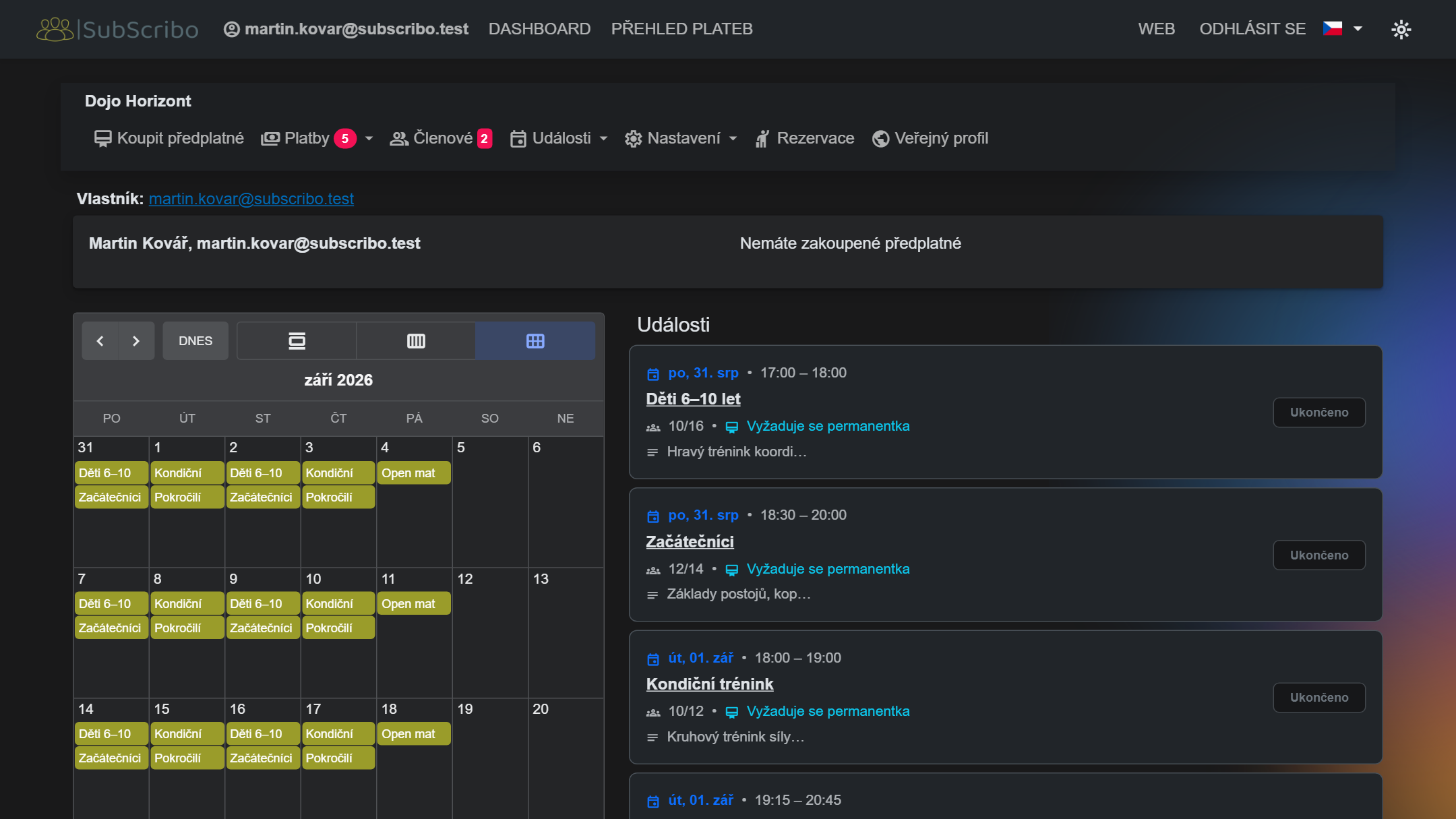 SubScribo – SaaS platforma pre správu klubov a predplatného